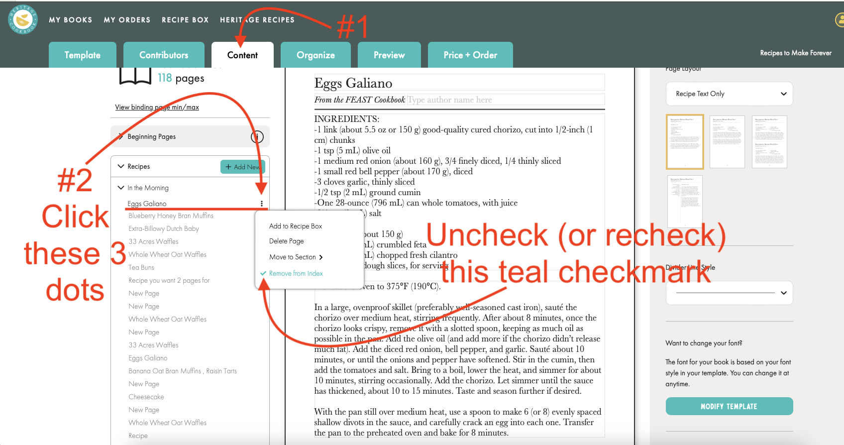 Removing a recipe or page from the index.png