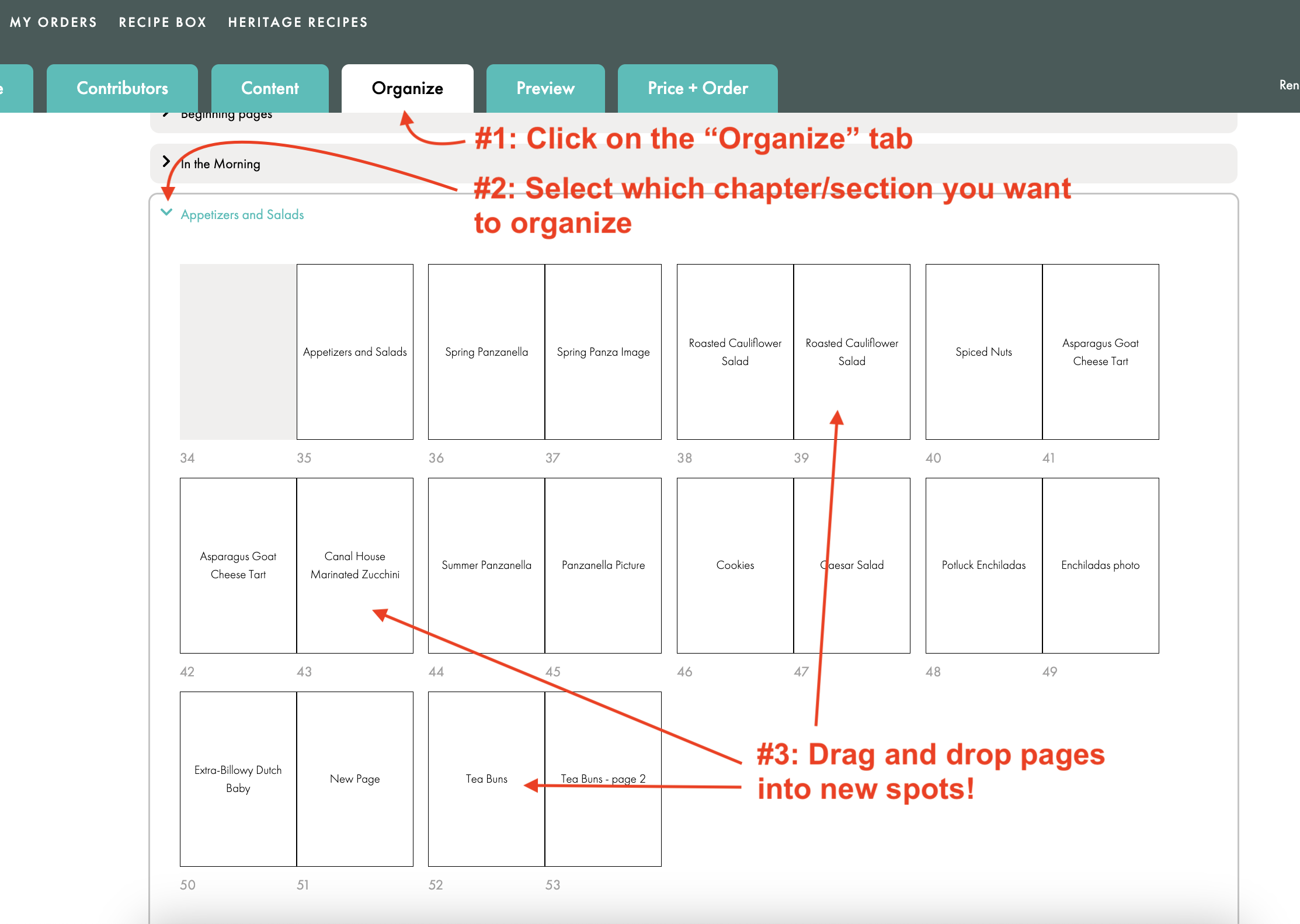 Organizing pages in the Organize tab.png